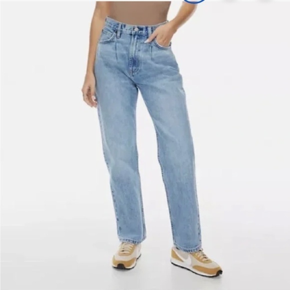 Aritzia Denim Forum The Anita Super High Loose Blue Jeans Size 24 Pleated Cotton
